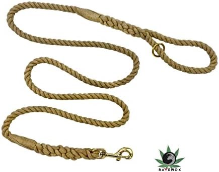 Ravenox Hemp Rope Leash Lead | 1/2 אינץ 'x 25 רגל לכלבים וחיות מחמד בינוניות או גדולות | בעבודת